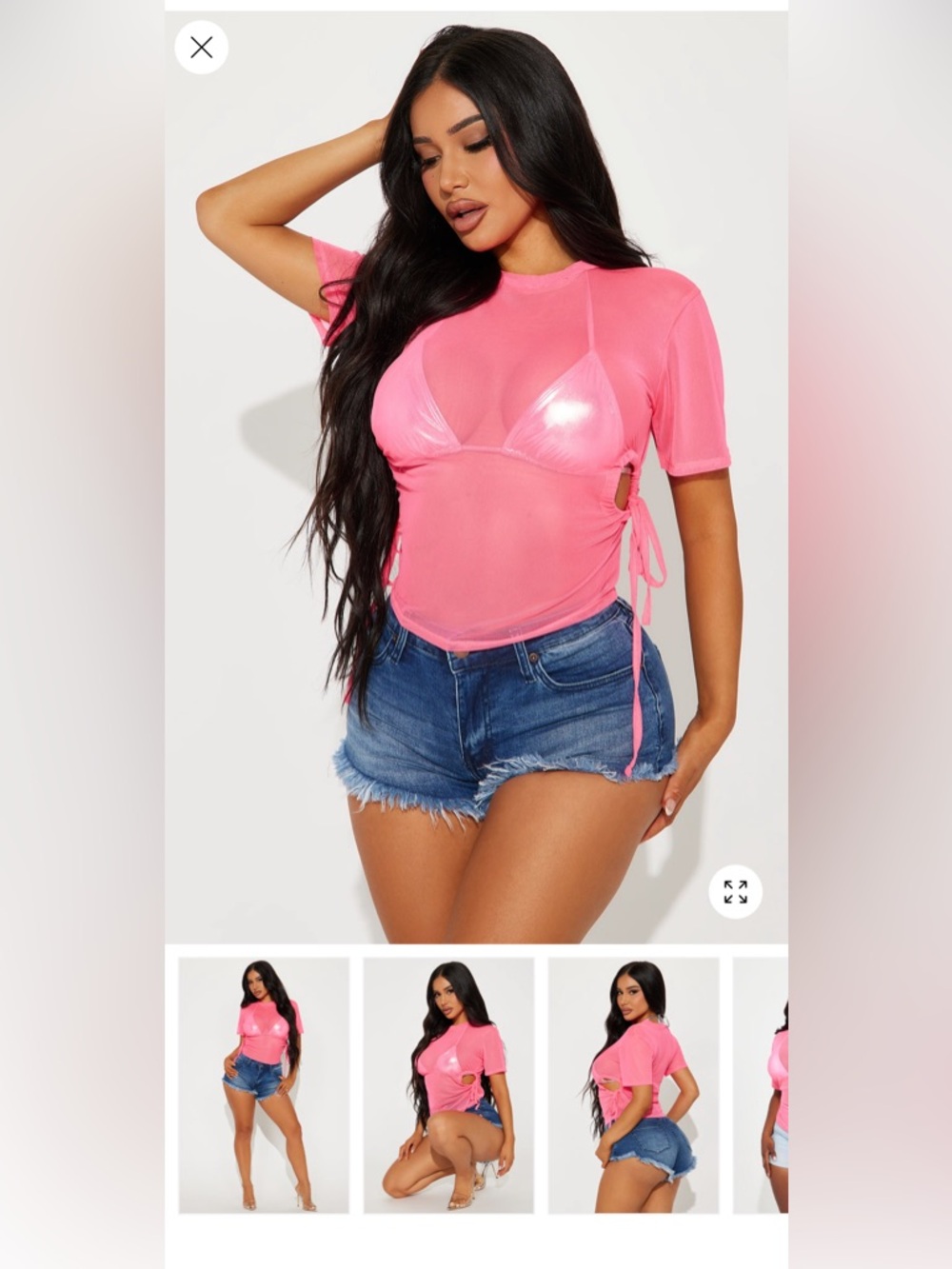 Fashion Nova HOT Pink Shirt Sleeve Mesh Top